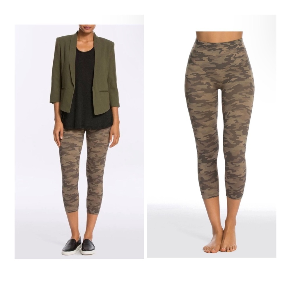 Spanx Desert Camo Crop Lamn Women’s Green Leggings Sz:1X NWT